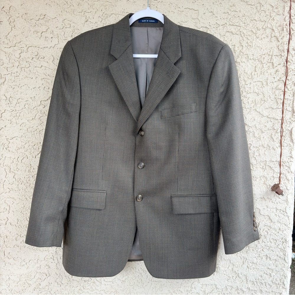 Ralph Ralph Lauren Men 40S Brown Houndstooth Wool Suit Jacket Sport Coat Blazer